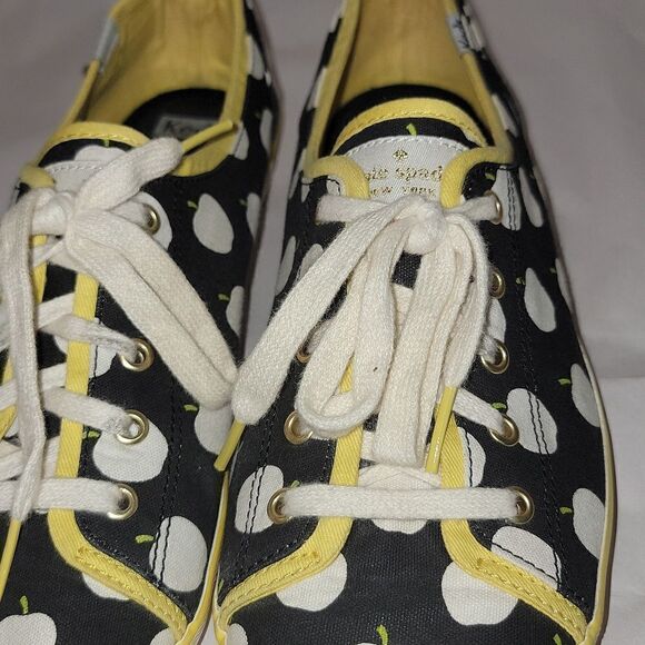 Kate Spade Keds Black Apple Print Lace Up Casual Champion Sneakers Women Size 10 - Picture 6 of 10